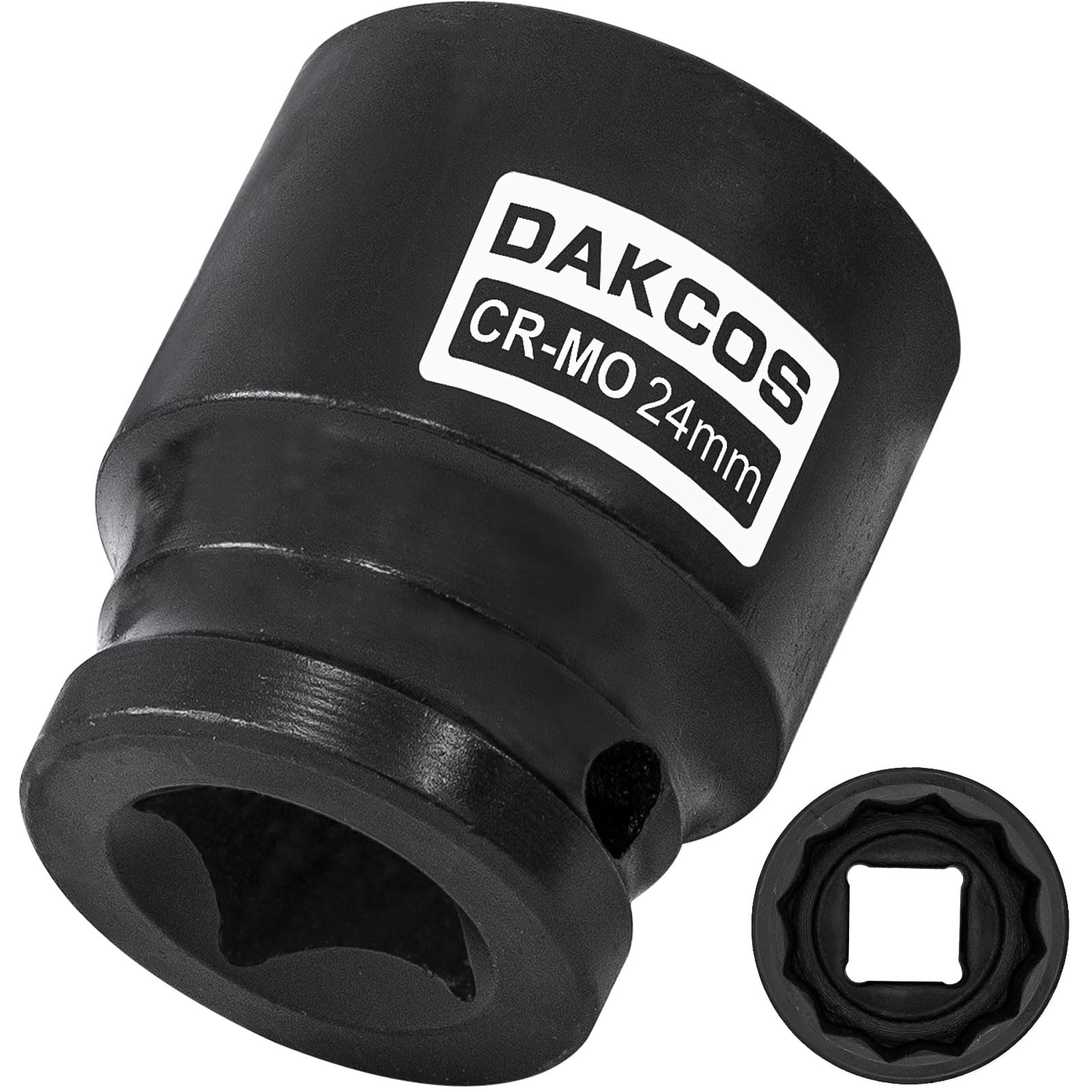 DAKCOS 1/2" Drive 24mm Socket 12 Ponit Impact Wrench Socket Drive Shaft Tool Power, CR-MO