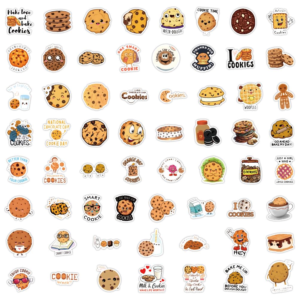 120 Pcs Snack Cookies Graffiti Stickers for Water Bottles,Guitar,Bicycle,Laptop,Skateboard,Computer,Cookie Cute Style Stickers Waterproof Vinyl,Scrawl Decoration for Girls Boys Children Teens - Image 2