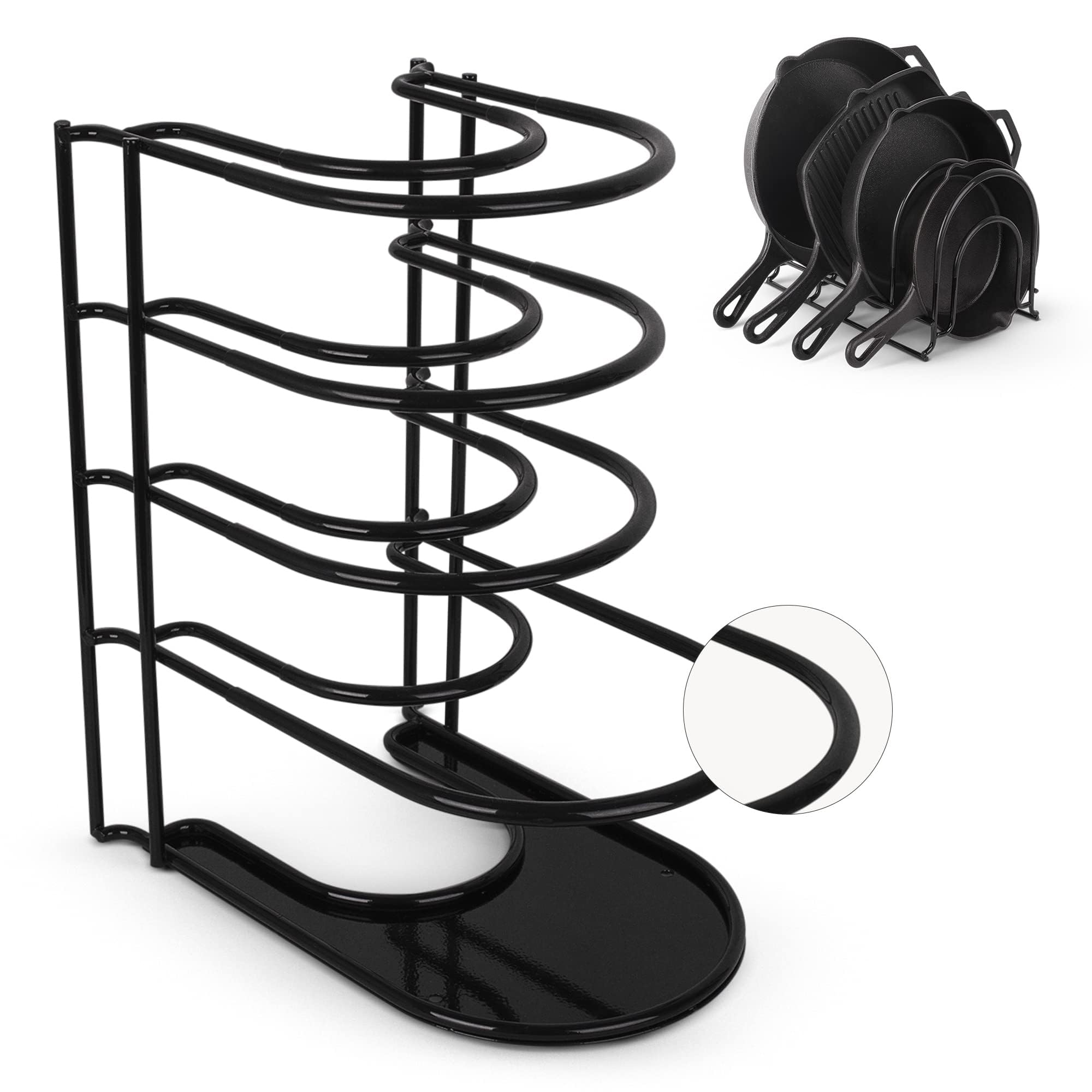 Organizer na patelnie, powlekany silikonem, antypoślizgowy, 30 cm, wytrzymały stojak na patelnie, blat kuchenny/szafka, organizacja, uchwyt na arkusz ciasteczek, deskę do krojenia, żeliwne naczynia kuchenne, naczynie, garnek, stojak na pokrywę