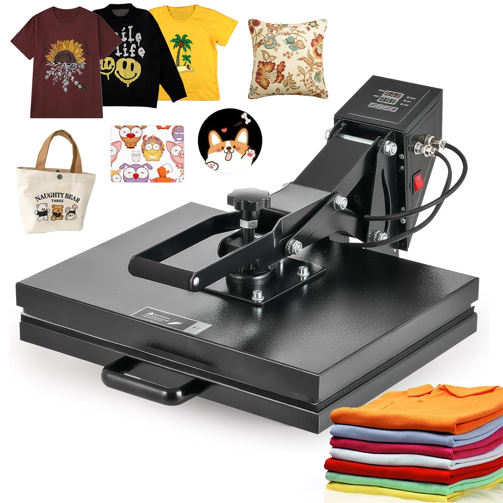 40 x 50 cm Máquina de Prensa Caliente Digital 2000W para Camiseta, Bolsa de Lona, Alfombrilla de Ratón Transferencia de Diseños, Obras de Arte 40 x 50 cm