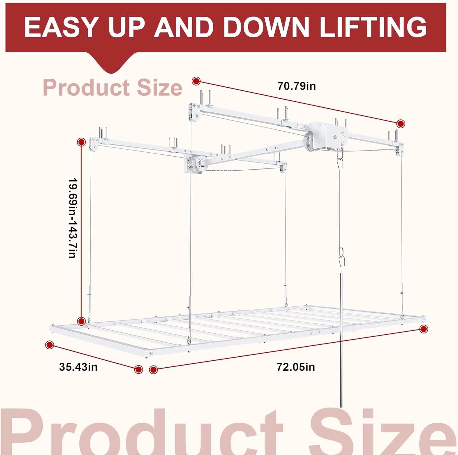 anwickjeff 3x6 FT Overhead Garage Storage Rack for Ceilings, Heavy-Duty Metal Adjustable Ceiling Storage Racks with Safety Lock, 270LBS Mounted Rack, All-Steel Garage Organizer (3x6 FT)