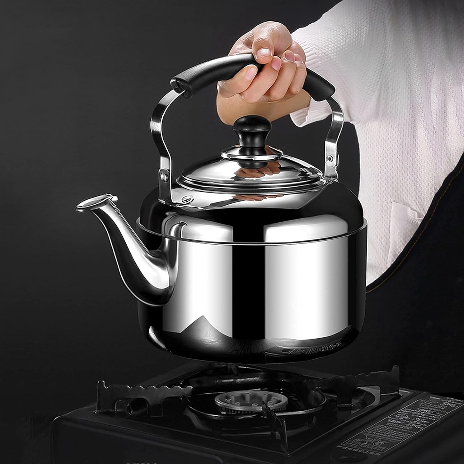 Camping Coffee Tea Pots Stainless Steel for Stove Top Kettle with Heat-Resistant omic Handle Large Capacity Teapot
