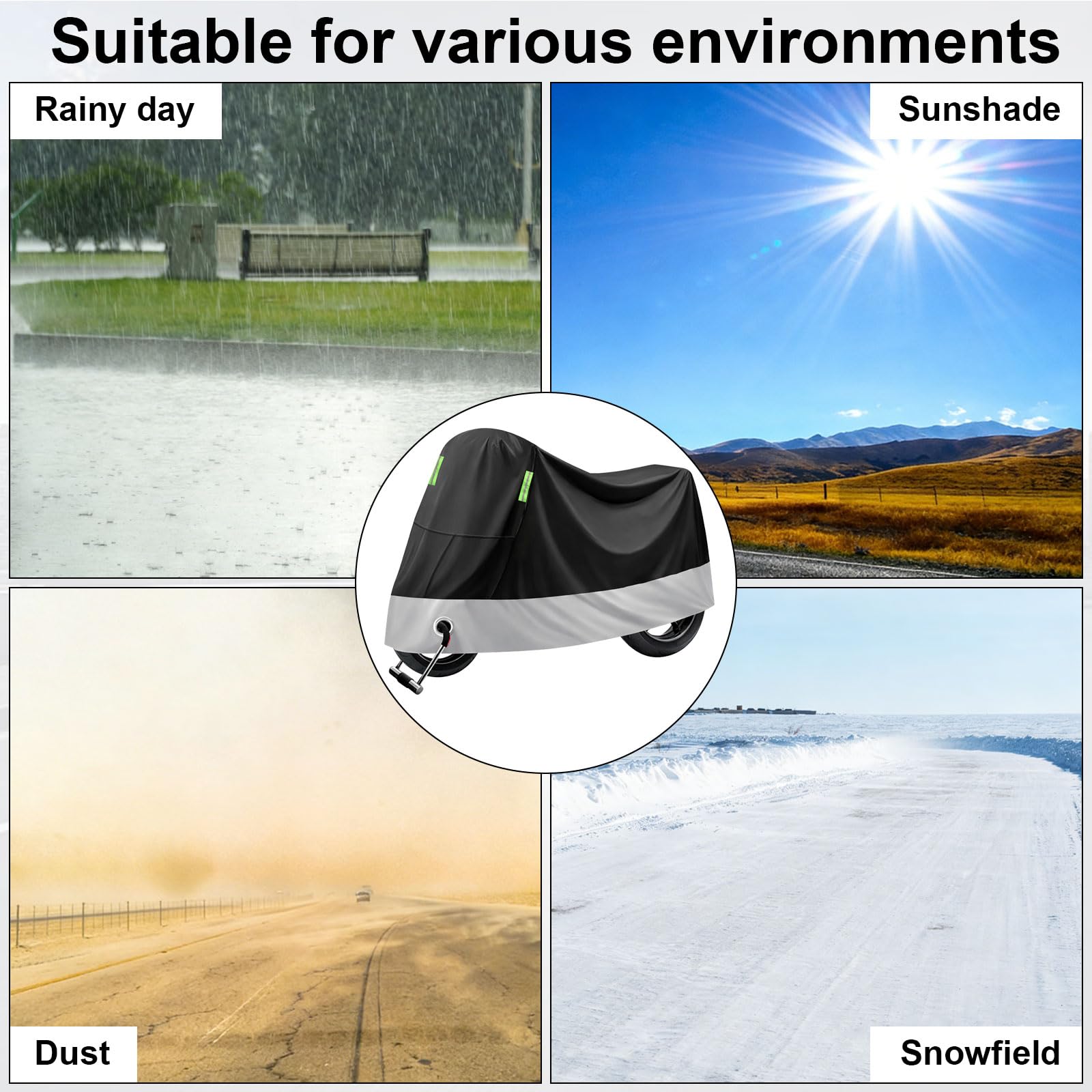 Funda Moto Impermeable,Funda para Moto Exterior,Cubierta de la Motocicleta para Cubre Scooter Motocicleta Calle Scambler Enduro(245x105x125cm)