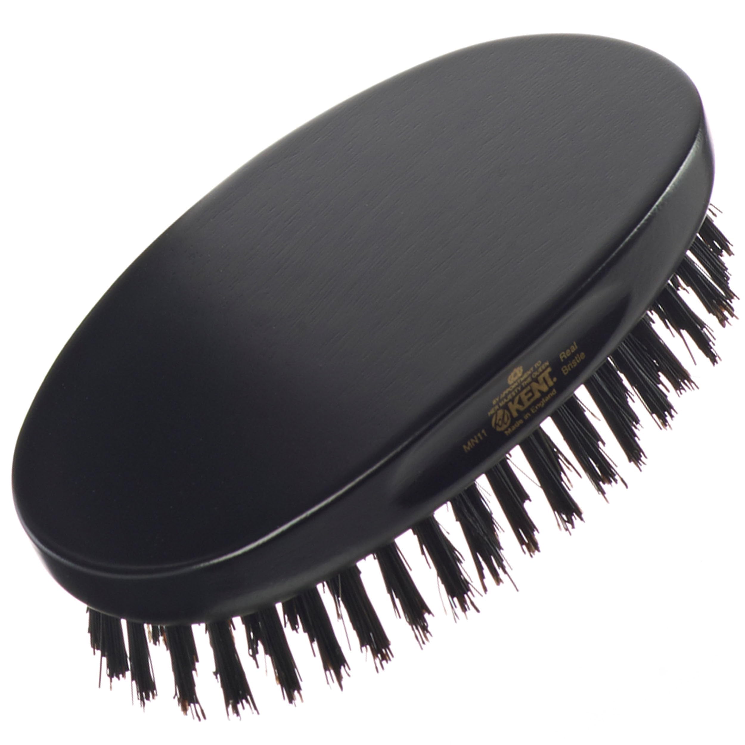 MN11 Finest Men's Hair and Facial Brush for Beard Care - 100% Natural Black Boar Bristle Brush for Mens Grooming, Scalp Stimmulating, 360 Wave, and Beard Straightener For Men's Hair Care