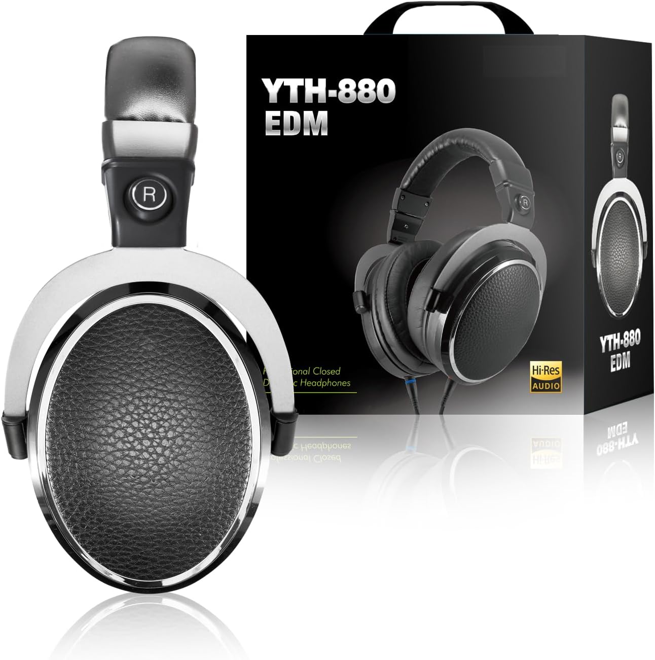 Yo-Tronics YTH-880 Wired Over-Ear Headphones, Hi-Res Studio Monitor, 50mm Driver 3.5/6.3mm Wired Audio Jack with 9.8ft Cable for Electronic Drum Stereo Deep Bass Keyboard Guitar, Black