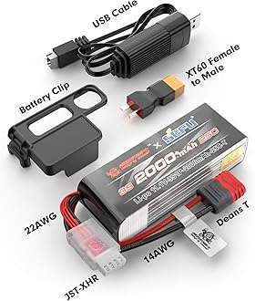 HYPER GO H16BM Brushless 42 Mph Fast RC Cars for Adults, 1/16 Hobby Off-Road RC Truck, RTR Remote Control Car (2 x 2S Lipo and 1 x 3S Lipo Battery and 3S Charging Cable Included