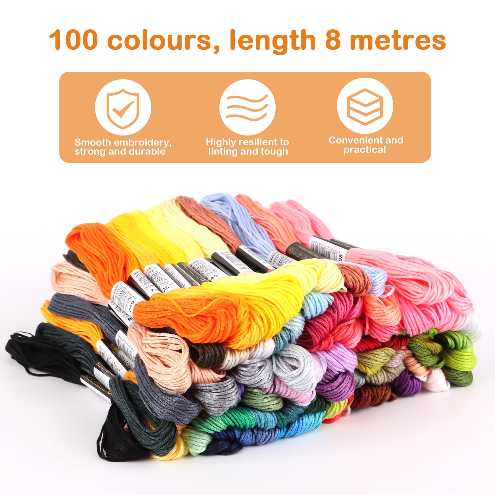 Filo da ricamo 447 colori, matasse per punto croce, in cotone, kit di braccialetti dell'amicizia, filo interdentale, per bambini, adulti, principianti, lavoro a maglia a punto croce