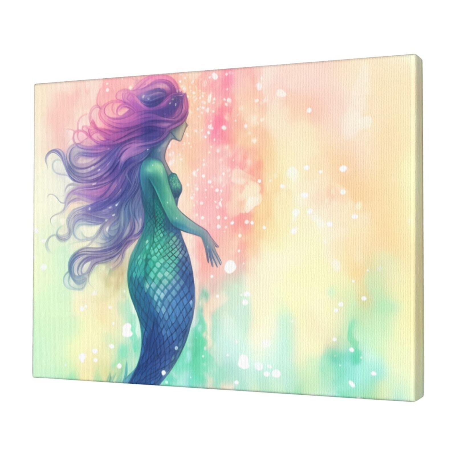 KLOPH Beautiful Mermaid tail Canvas Wall Art for Living Room 12"x16" Modern Artwork Painting for Bathroom Hanging Canvas Prints Aesthetic Wallart for Bedroom Kitchen Office Wall Decor