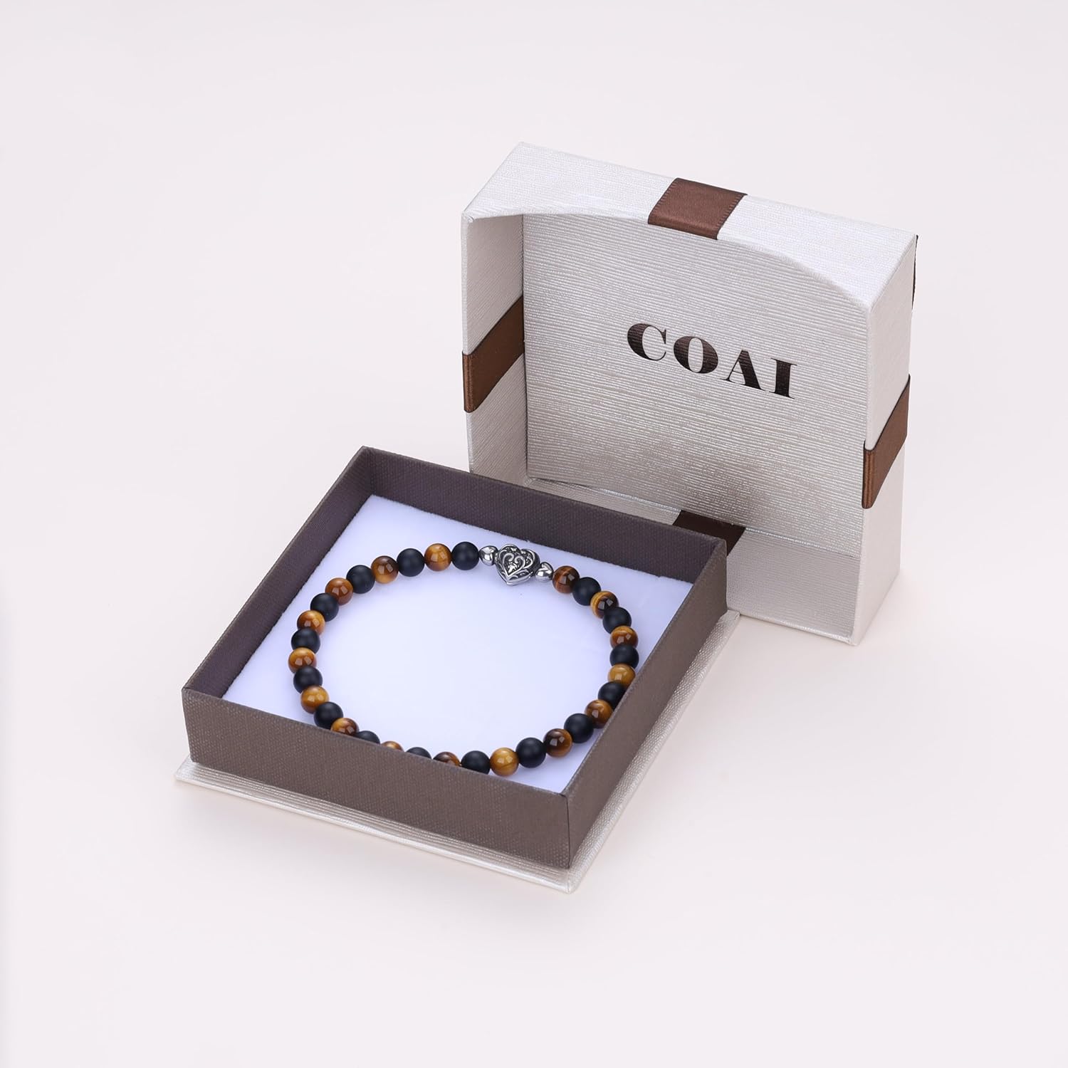 COAI Women's Men's Crystal Bracelet, Onyx Tiger Eye Bracelet for Men Women