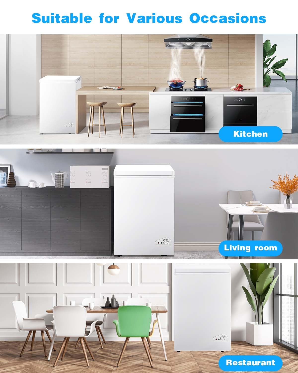 Euasoo 5.2 Cu.Ft Deep Compact Freezer, Adjustable 6-Gear Temperature Control(-18.4°F To 50°F) With Removable Baskets, Chest Freezer For Office, Garage, House, Kitchen, Shop, Rvs-Bright White on Fridge.com - View 6