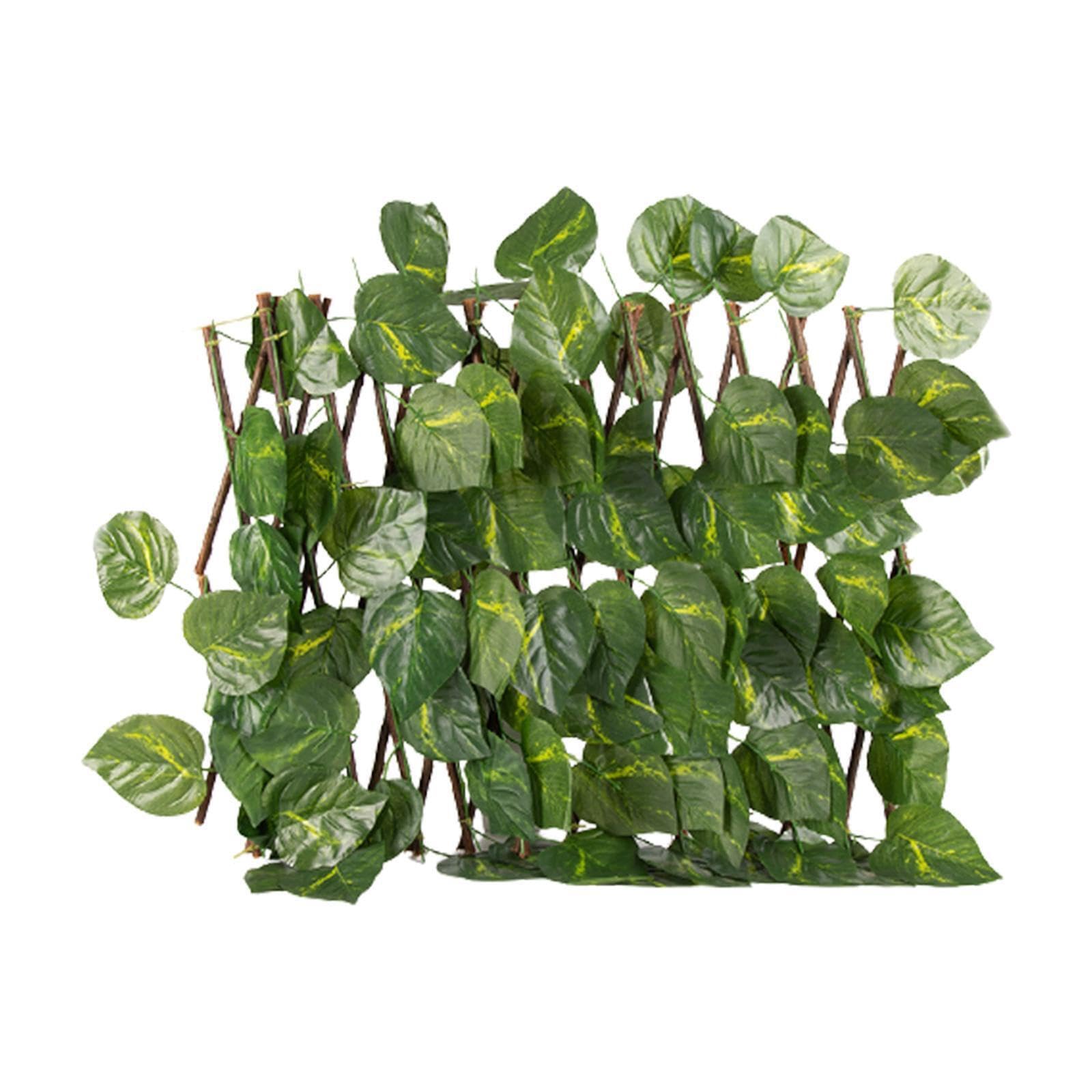 Zambuph Retractable Garden Fence Privacy Screen Durable and Elegant Ivy Decoration, Evergreen Leaves, 40cm Folding Height