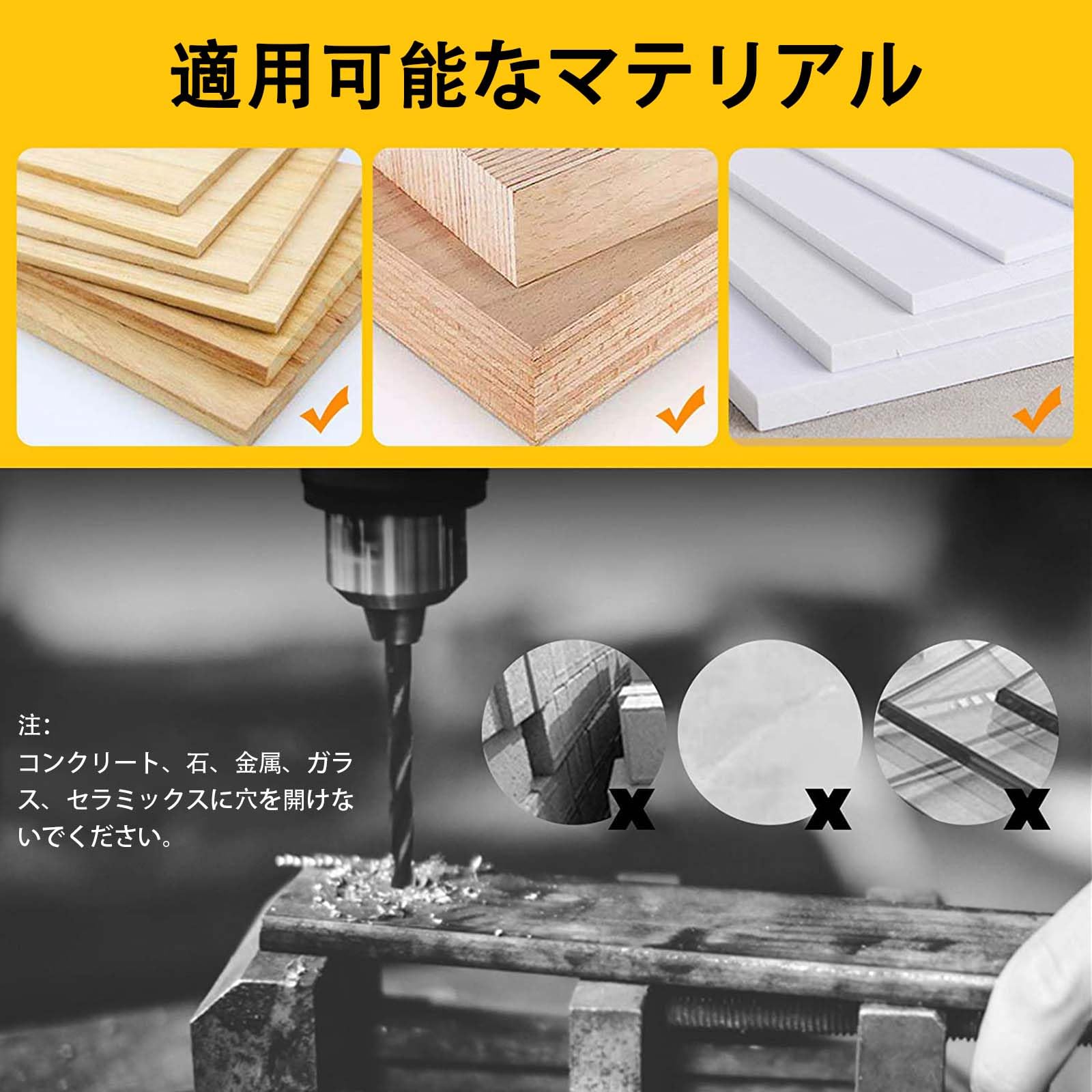 Amazon | ドリルビット 【8種類のモデル】木工用ドリル 先三角木工