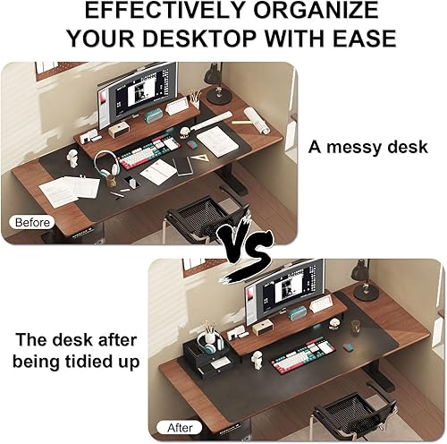 Miniatura 4 de Organizador de escritorio de bambú con cajones, caja de almacenamiento de escritorio de madera para facturas, suministros de oficina, utensilios de