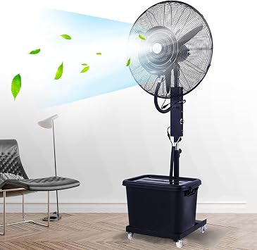 Oscillating Outdoor Fan with Misting Kit, 3-Cooling Speed Misting Fan, Adjustable Height, 120 Oscillation, Standing Fan for Outside Patio Backyard71cm/28in
