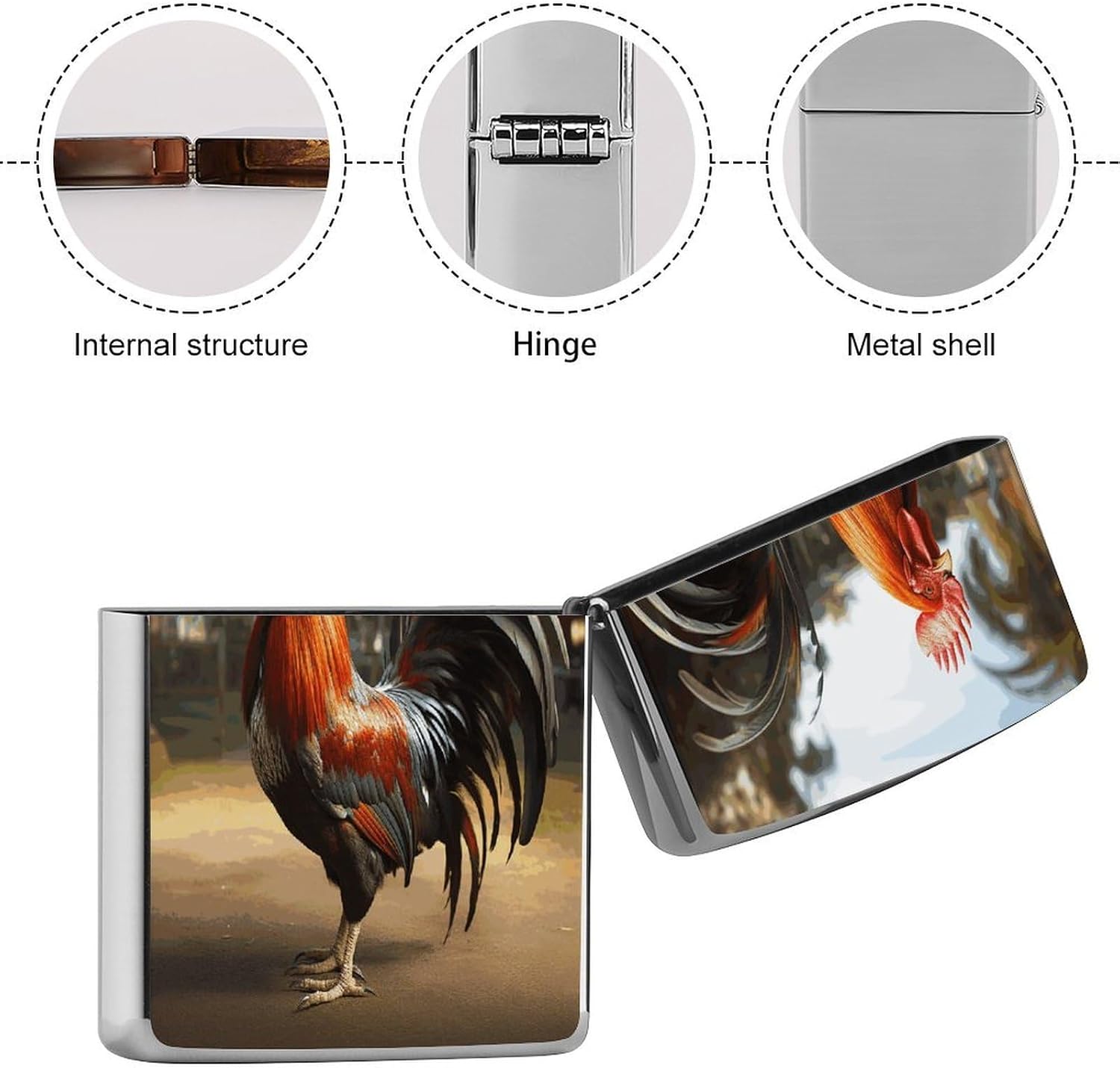 Proud Rooster Metal Lighter Case Cover Lighter Sleeve