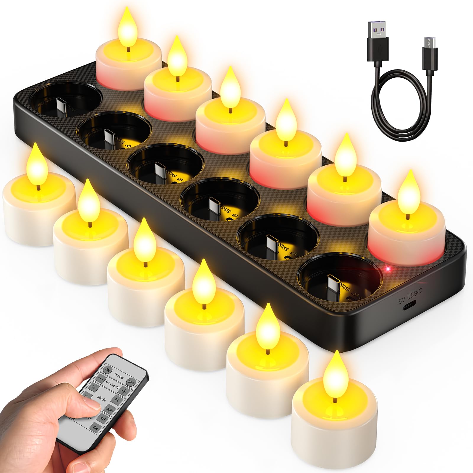 Sponsored Ad – SoulBay Rechargeable Tea Lights, 12pcs Battery LED Flameless Tealight Candles with Remote Control and Timer, Candle Lights with Charging Station for Home Room Table Halloween Christmas Decor