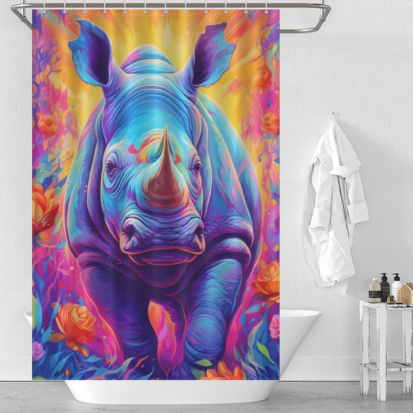 Rideau de douche imperméable et facile à nettoyer motif néon