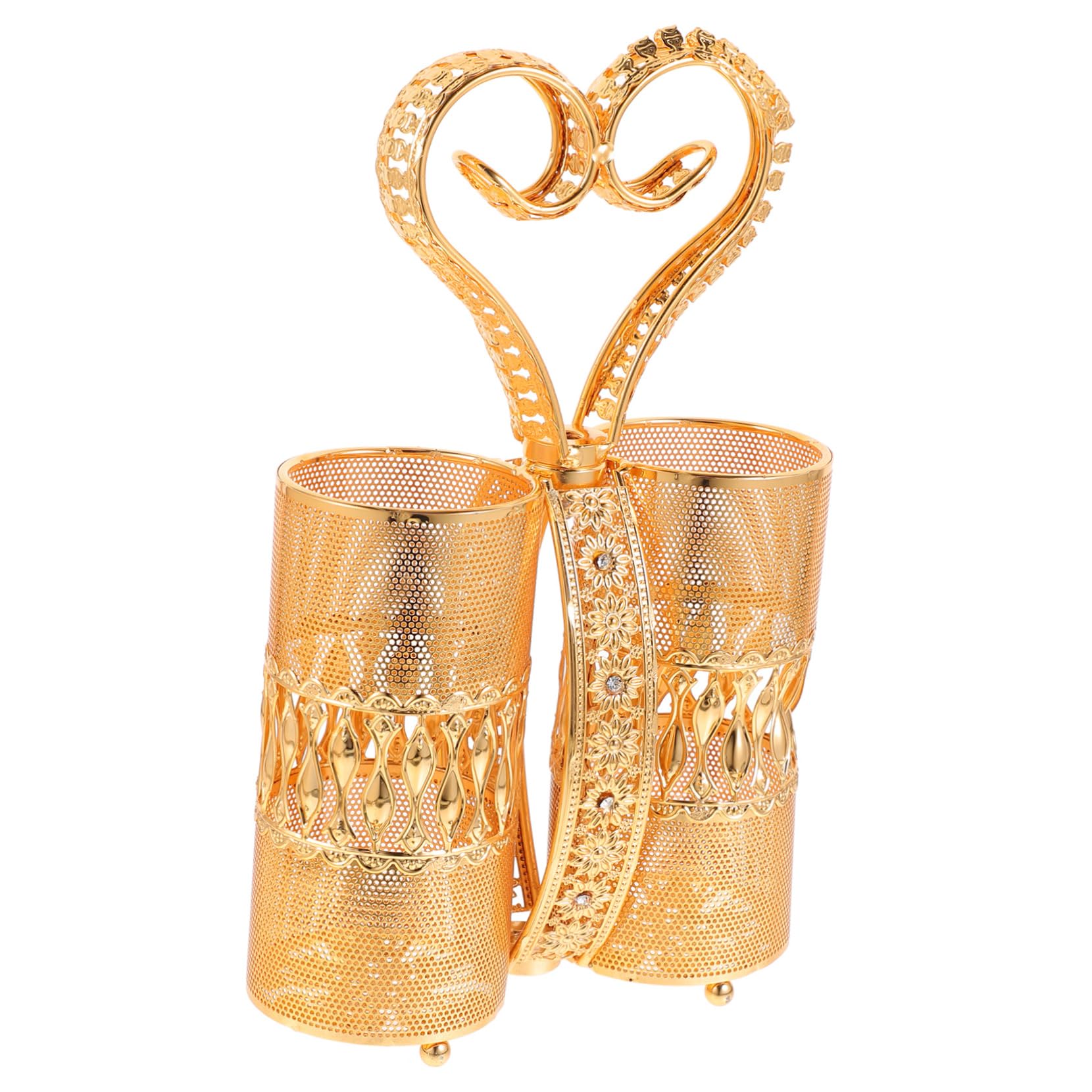 Cabilock Elegant Hollow Utensil Holder and Chopstick Storage Rack for Kitchen Countertop Metal Cutlery Bucket European Style Design Space Saving