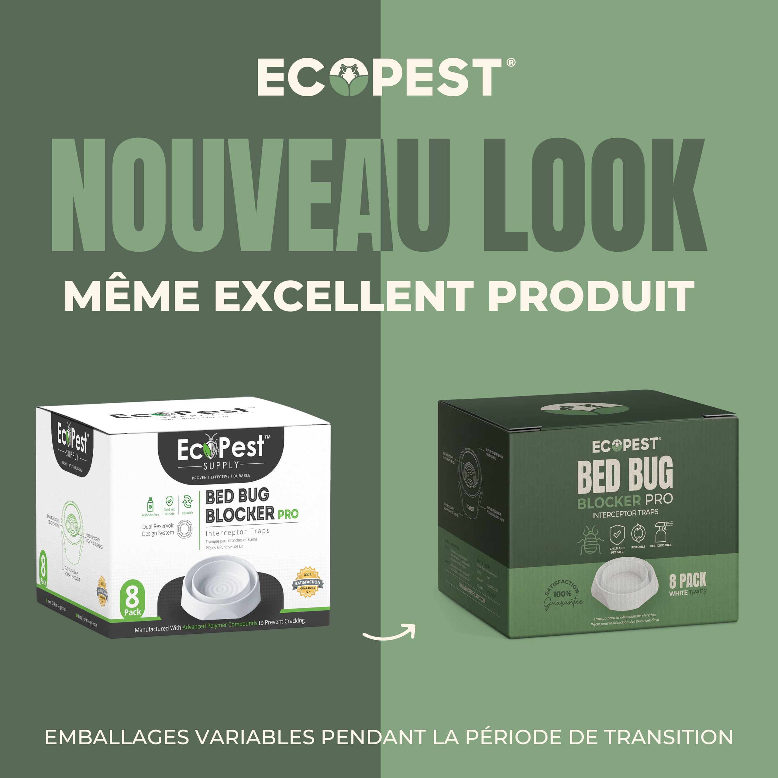 Intercepteurs de Punaises de Lit – Lot de 8 | Bed Bug Blocker (Pro) Pièges Intercepteurs (Blancs) | Piège à Insectes, Dispositif de Contrôle, et Détecteur pour Pieds de Lit