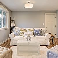 Vista 8 de VONLUCE Lámpara de techo semiempotrada, lámpara de techo de 18 pulgadas con forma difusa, lámpara moderna para dormitorio, sala de estar, entrada