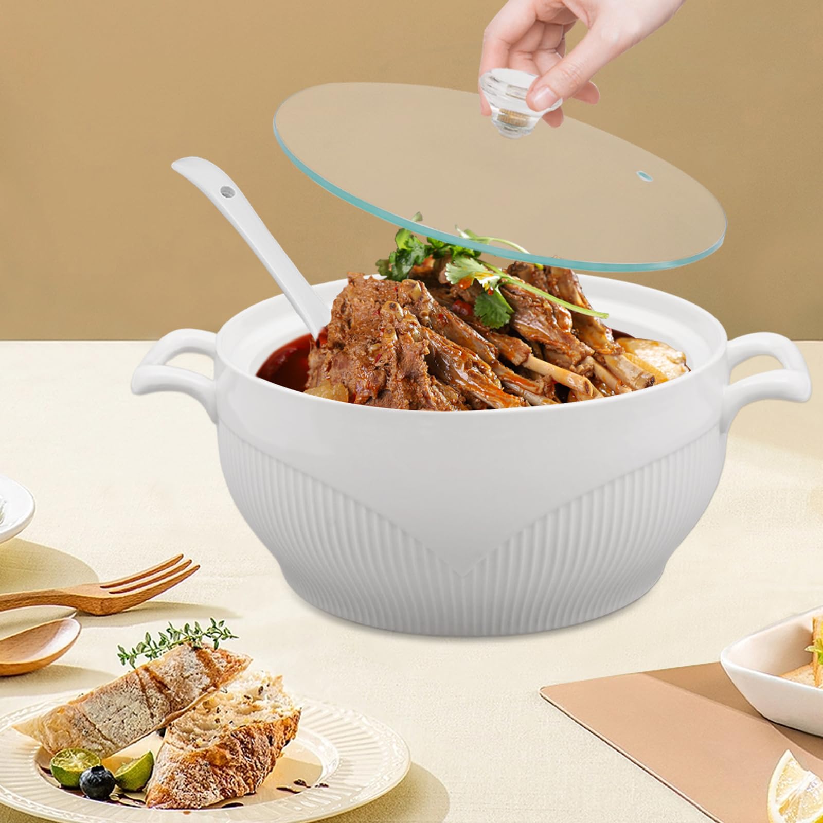 Amazon.com | ZXTINGSHOP 1500ML 1.59Qt Ceramic Soup Bowls with