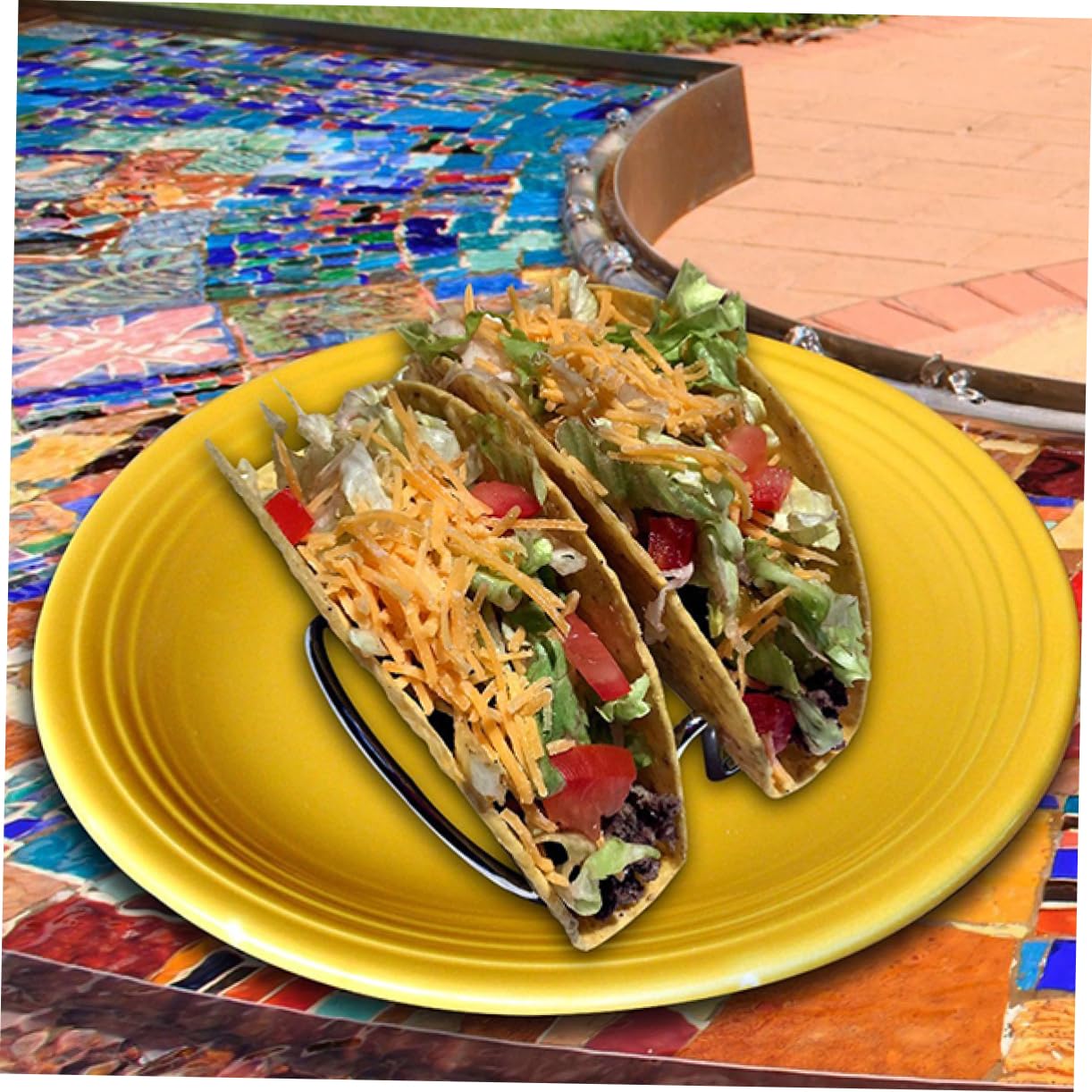 CIYODO Double Taco Holders Taco Rack Tortilla Stand Taco Holder Hard Shell Tacos De Taco Stand Rack Serving Tray Tortilla Rack Tortilla Holder Restaurant Style Mexican Food Rack Taco Wire