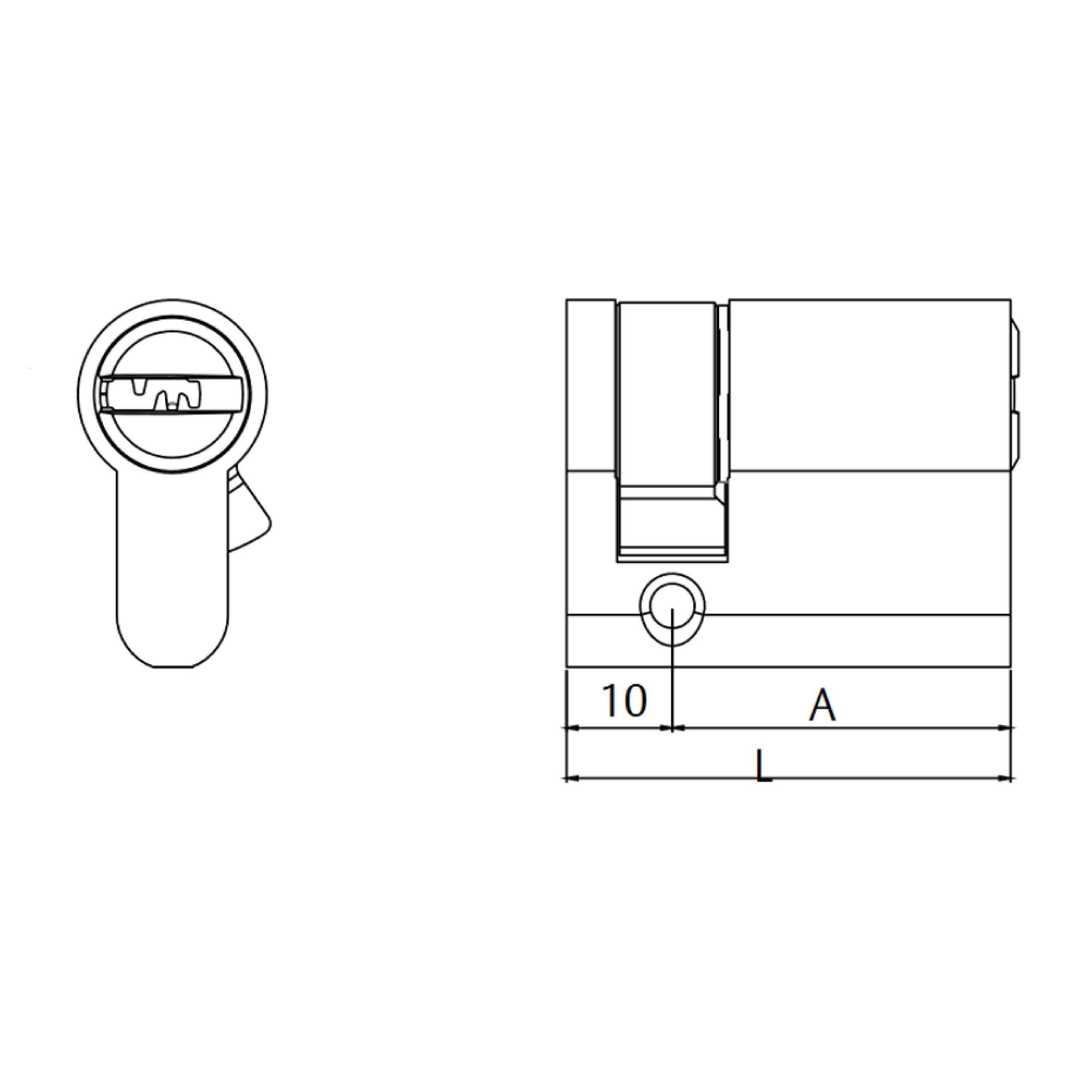 Yale YL63010LT Cilindro De Seguridad Estándar YL6 Latonado 30 x 10 mm Llave - Llave Leva Larga