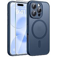 FNTCASE Custodia per iPhone 16 Pro-Max: magnetica opaca con retro traslucido