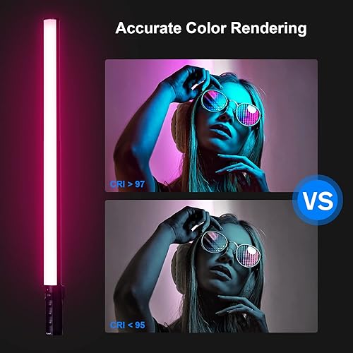 Miniatura 7 de SIRUI Barra de luz LED RGB T60, varita de iluminación portátil para fotografía, barra de luz de tubo de 29.1 pulgadas con batería recargable, CRI