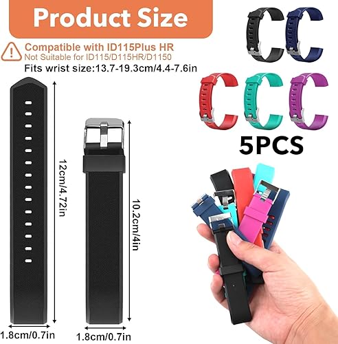Miniatura 3 de Bandas de reloj de repuesto hoeslaw para ID115plus HR, conjunto de bandas de muñeca para monitor de actividad Very Fit Pro, correas de reloj