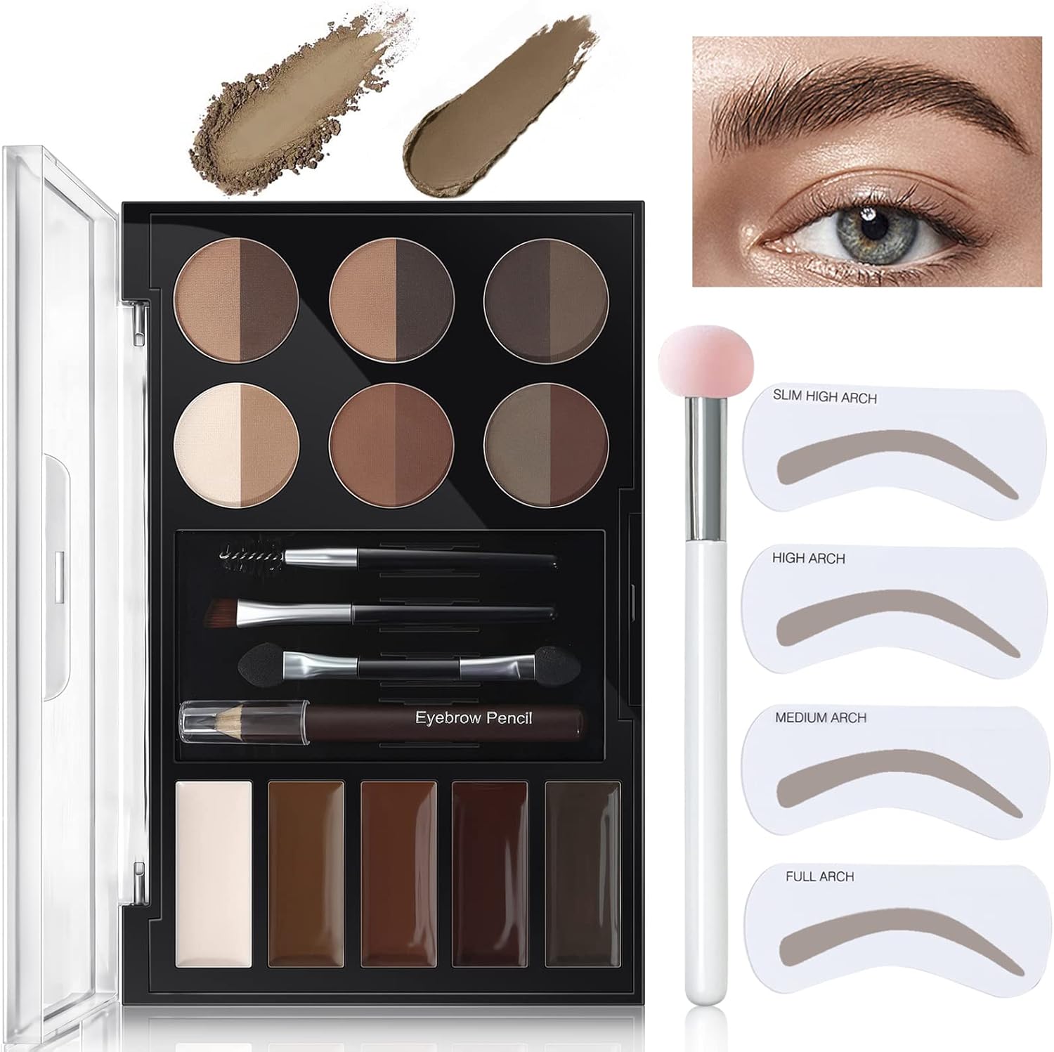 NewBang Eyebrow Palette Kit 5 Colors Brow Wax,12 Colors Eyebrow Powder