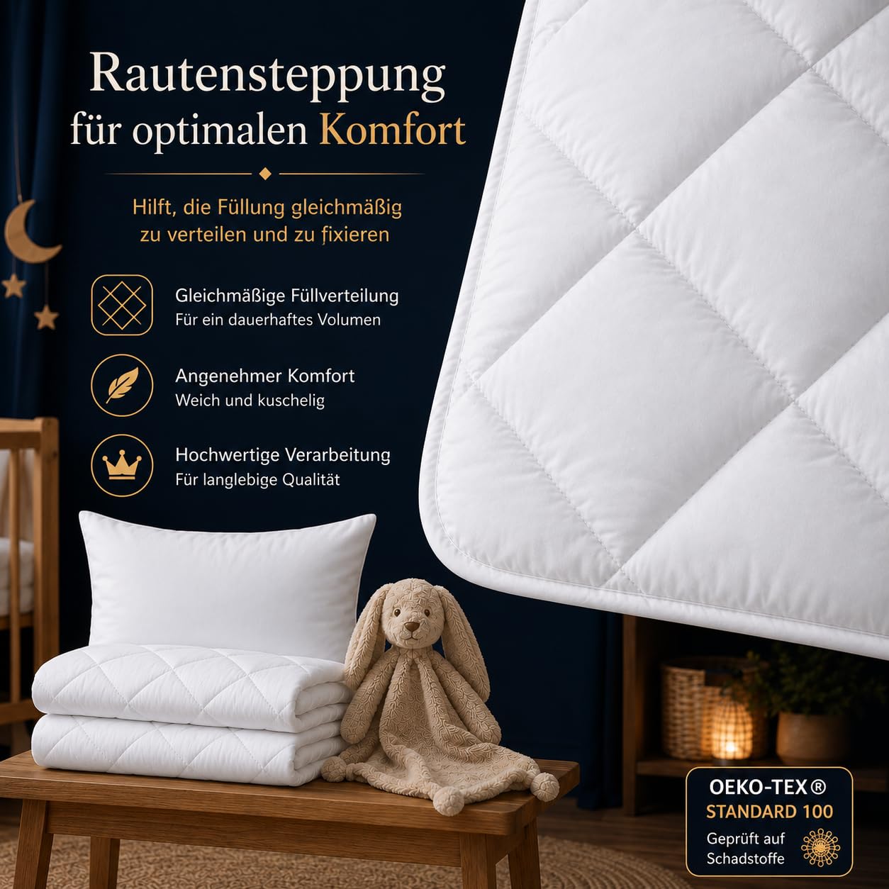 SOHYGGE Kinderbettdecken-Set 100 x 135 + Kissen 35 x 55 cm – für Bett 70 x 140 cm – Ultra Weich – 4 Jahreszeiten – Waschbar bei 60°C – Zertifiziert nach Öko-Tex – Kinderbettwäsche Babybettwäsche