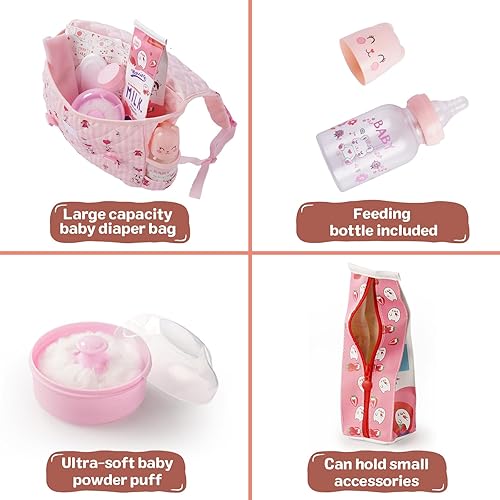 Miniatura 4 de BABESIDE Juego de 10 accesorios de muñeca Reborn para muñecas de 17 a 22 pulgadas, juego de alimentación y cuidado, incluye bolsa de pañales, 2