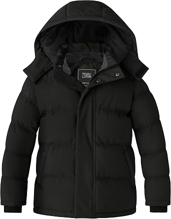 ZSHOW Boys Winter Coat Waterproof Warm Quilted Puffer Jacket with Removable Hood