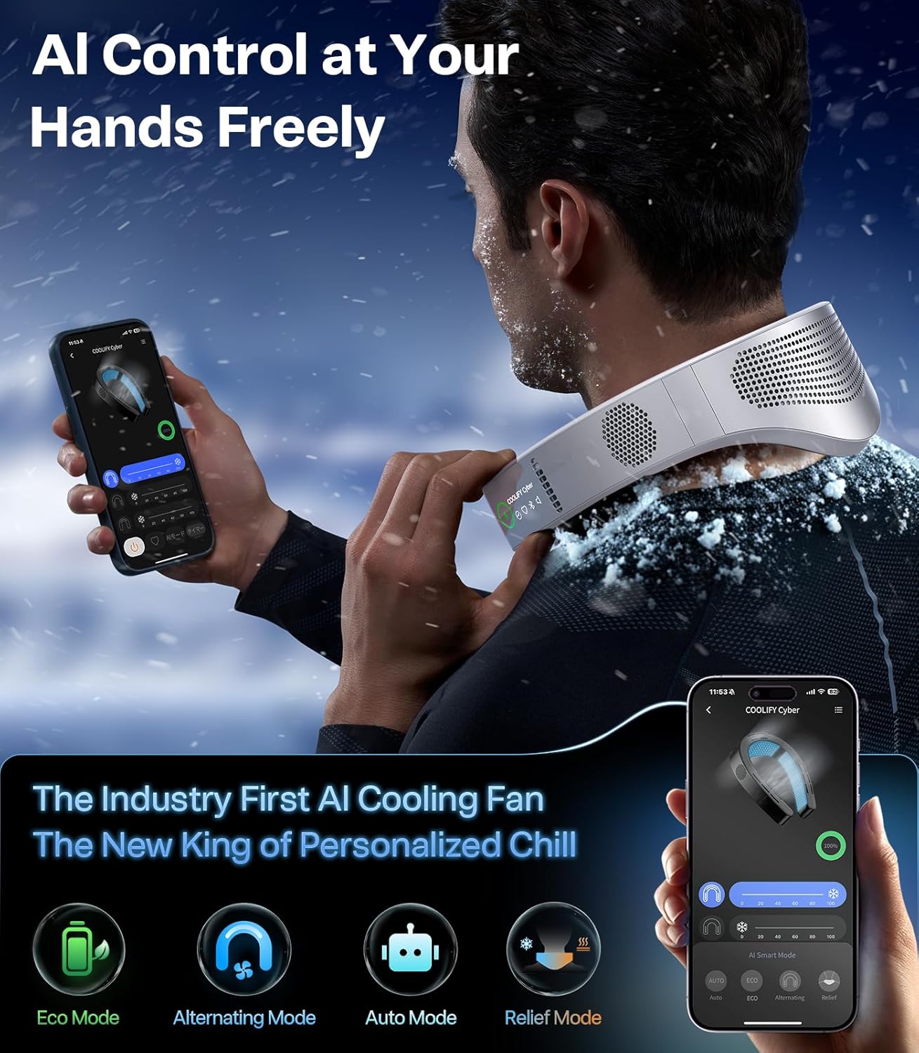 Smartphone displaying the TORRAS COOLIFY app interface for AI control