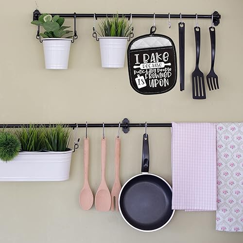 Miniatura 4 de ZJXHPO Almohadillas para horno de regalo para hornear, soporte para ollas I Bake Because Punching People is Frowned Upon Hot Pads (Frunción sobre)