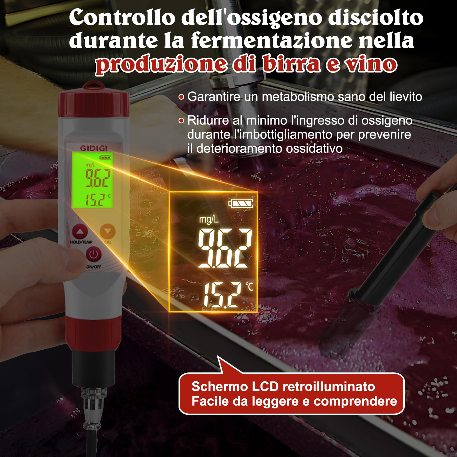 Misuratore di ossigeno disciolto per acqua, tester di ossigeno per laghetti, tester DO per acquari con acque reflue di laghetti, con più membrane, acqua priva di ossigeno, elettrolita, 0,0-40,0 mg/L