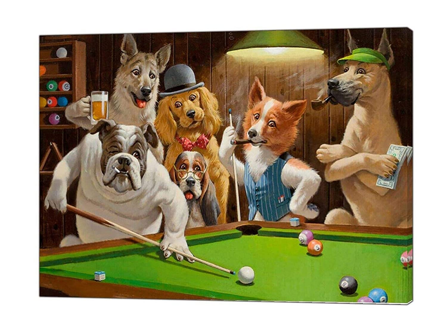 Rifosa A21 12"X16" Dogs Playing Pool Tin Metal Sign Wall Art Plaque Garden House Signs