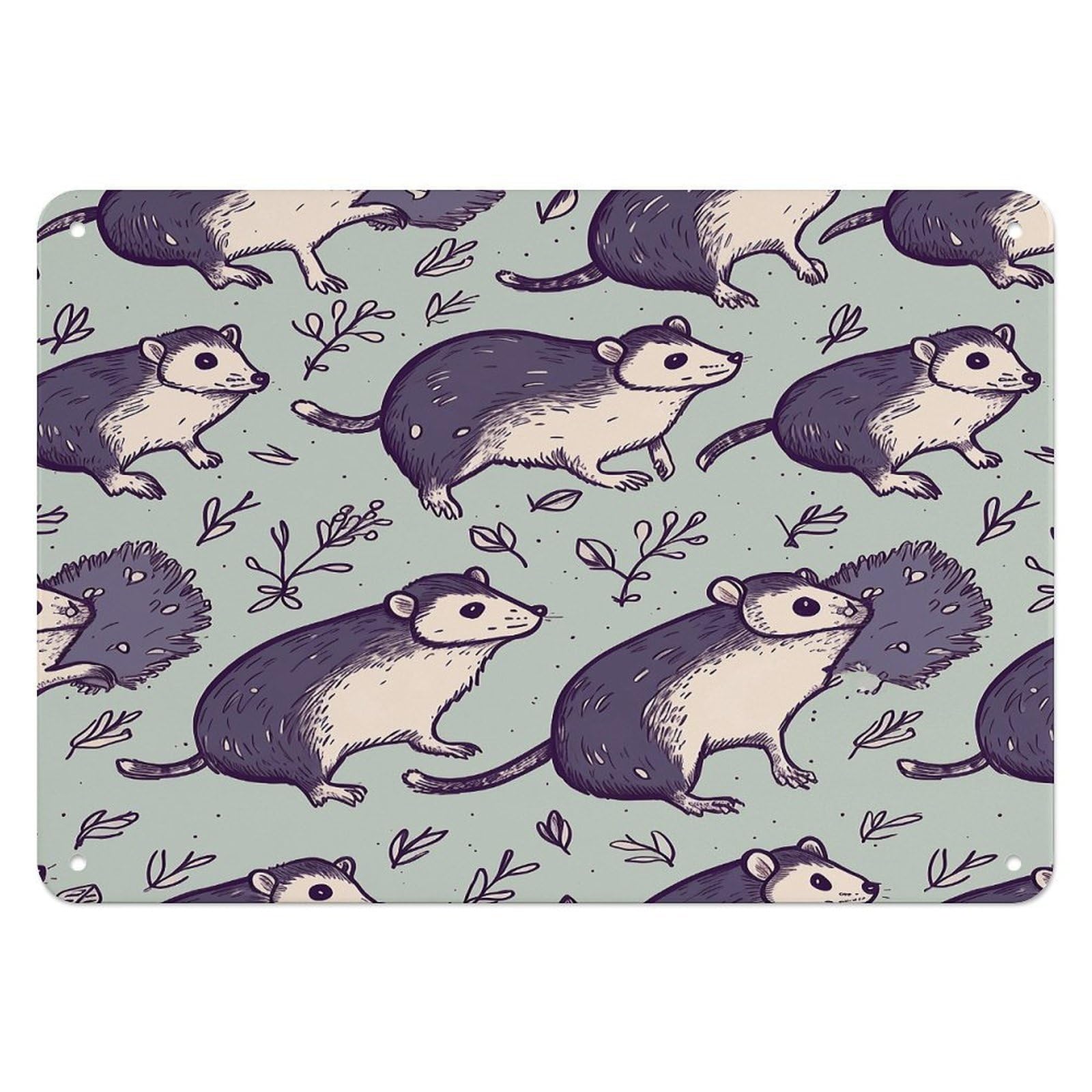 Fekiloot Style Opossum Wall Decor Iron Painting Metal Sign