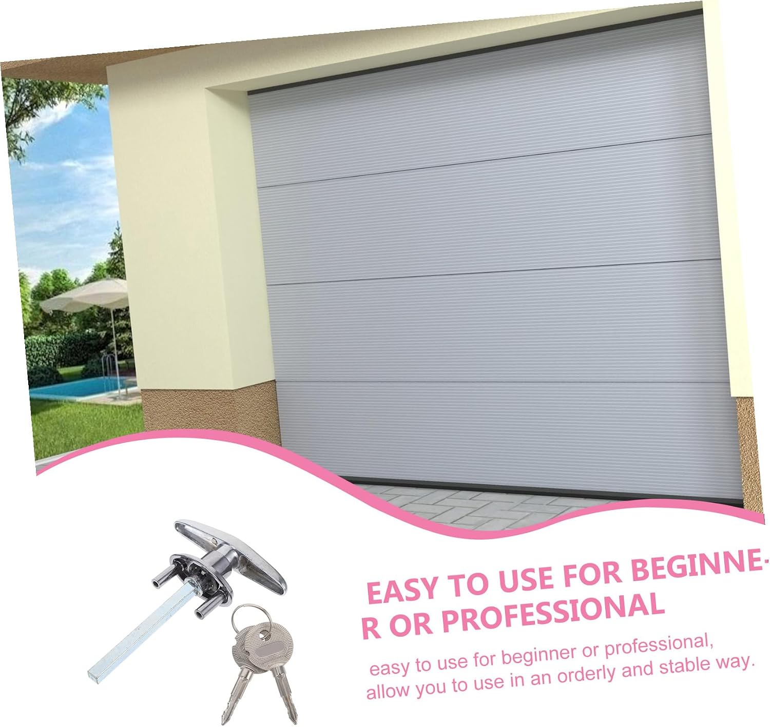 Garage Door Hardware Lock Emergency Release Lock Kit T-Handle for First Aid
