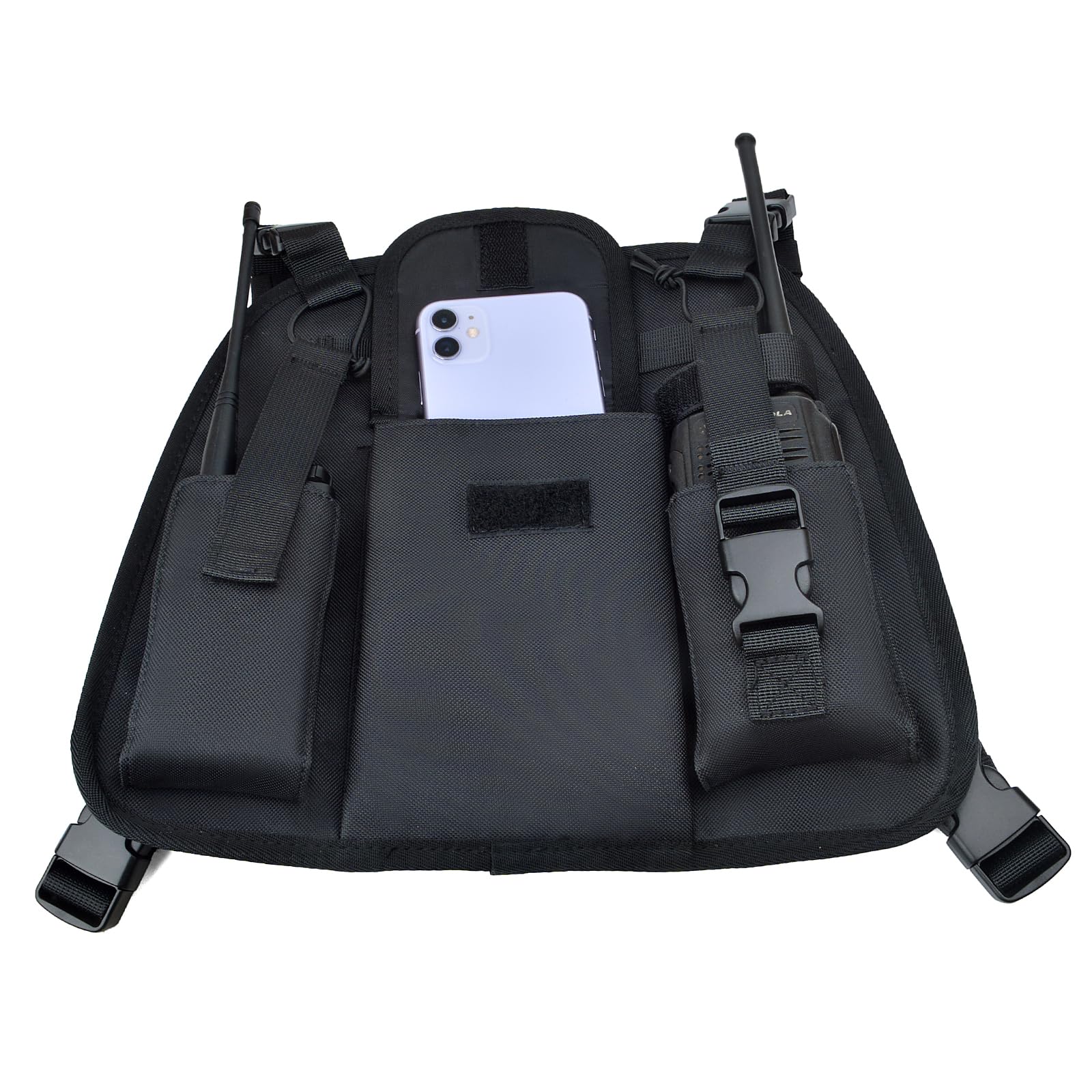 UAYESOK Arnés de pecho para radio, walkie talkie, bolsa de transporte, mochila, funda de transporte de nailon, chaleco utilitario, aparejo de radio, funda táctica para el pecho, correa para el hombro