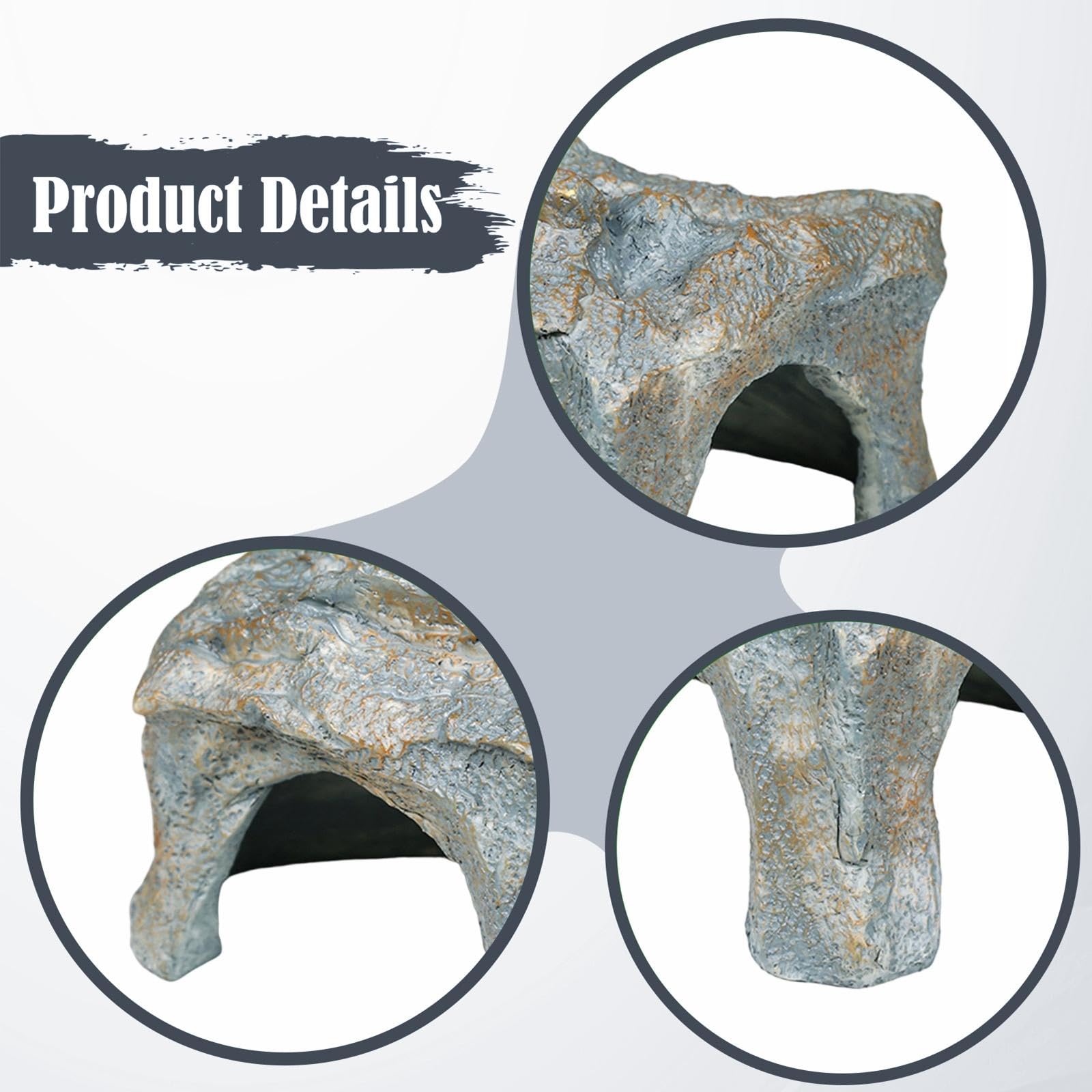 perfk Cachette pour Reptiles, Aquarium, Fausse Grotte rocheuse, abri, aménagement paysager, décoration d'aquarium, résine pour lézards, Amphibiens
