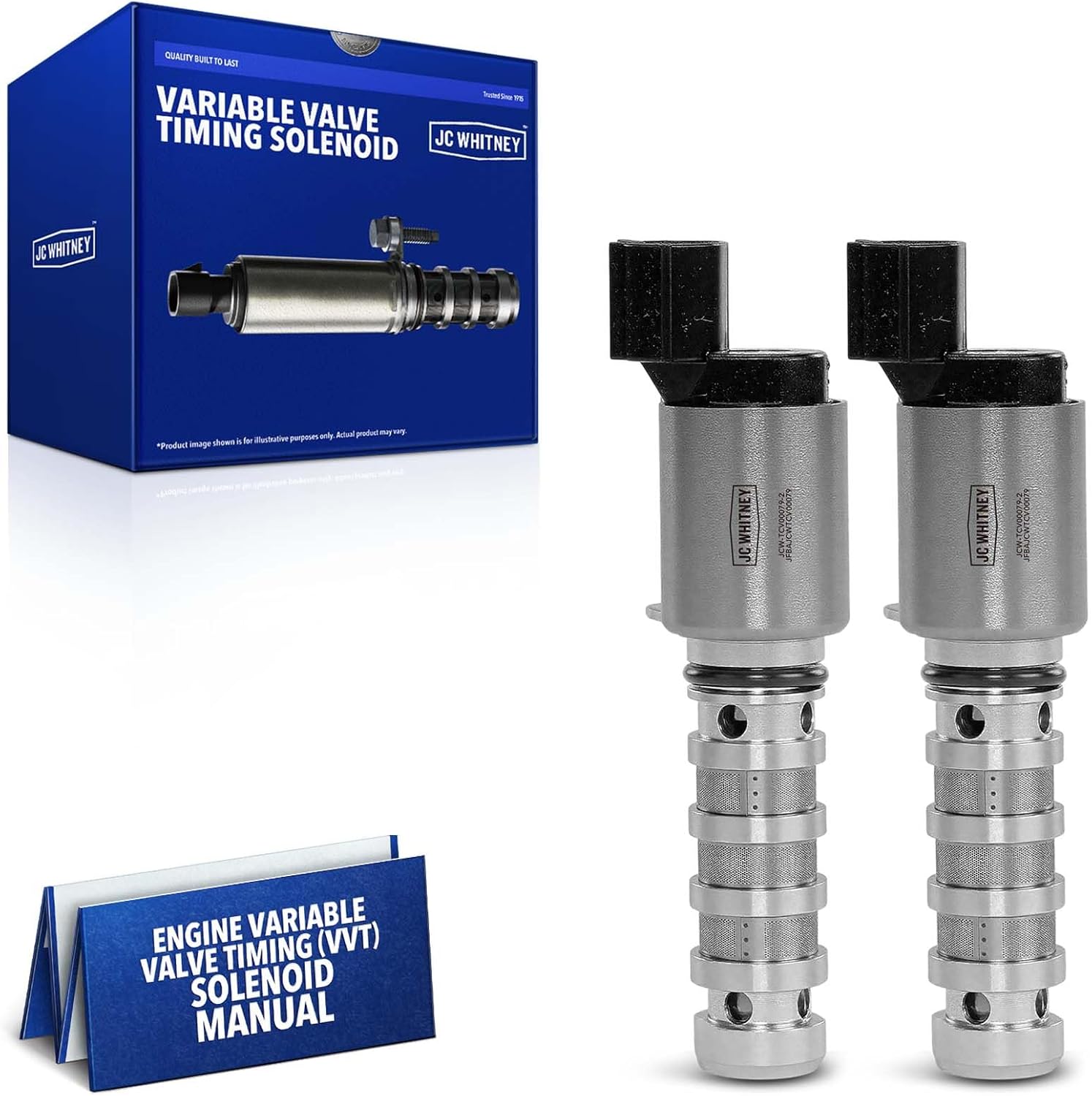 JC Whitney JFBAJCWTCV00079 Set of 2 Engine Variable Valve Timing Solenoids (VVT) - Compatible with Hyundai Elantra 17-20, Tucson 16-18, Sonata 15-19, Kona 18-20, Kia Forte 19-23, Soul 10-22 - 1.6L