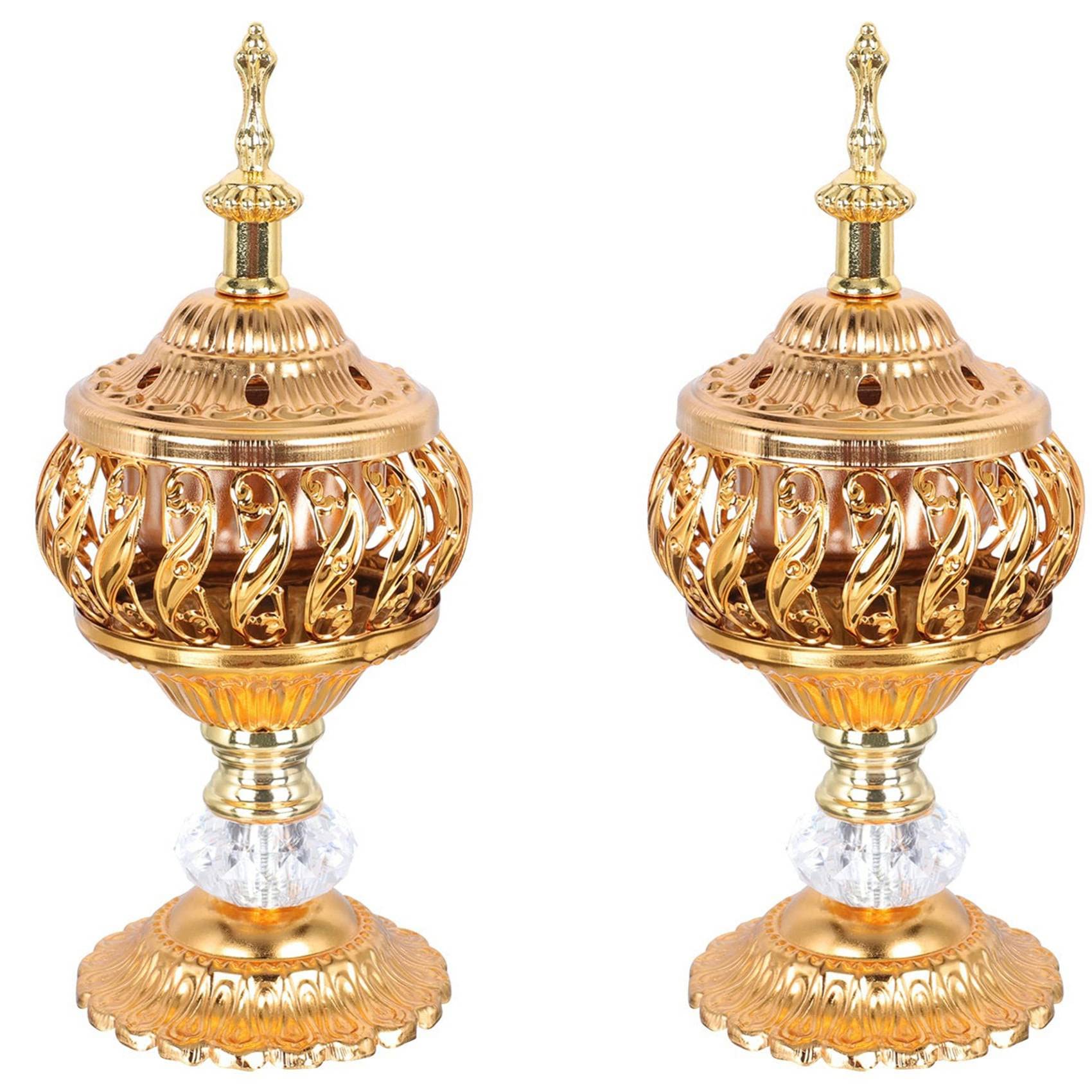 Hndhbfgrt 2X Incense Burner Incense Bakhoor Charcoal Incense Burner Metal Arab Censer Desktop Decor for Incense Sticks Cones