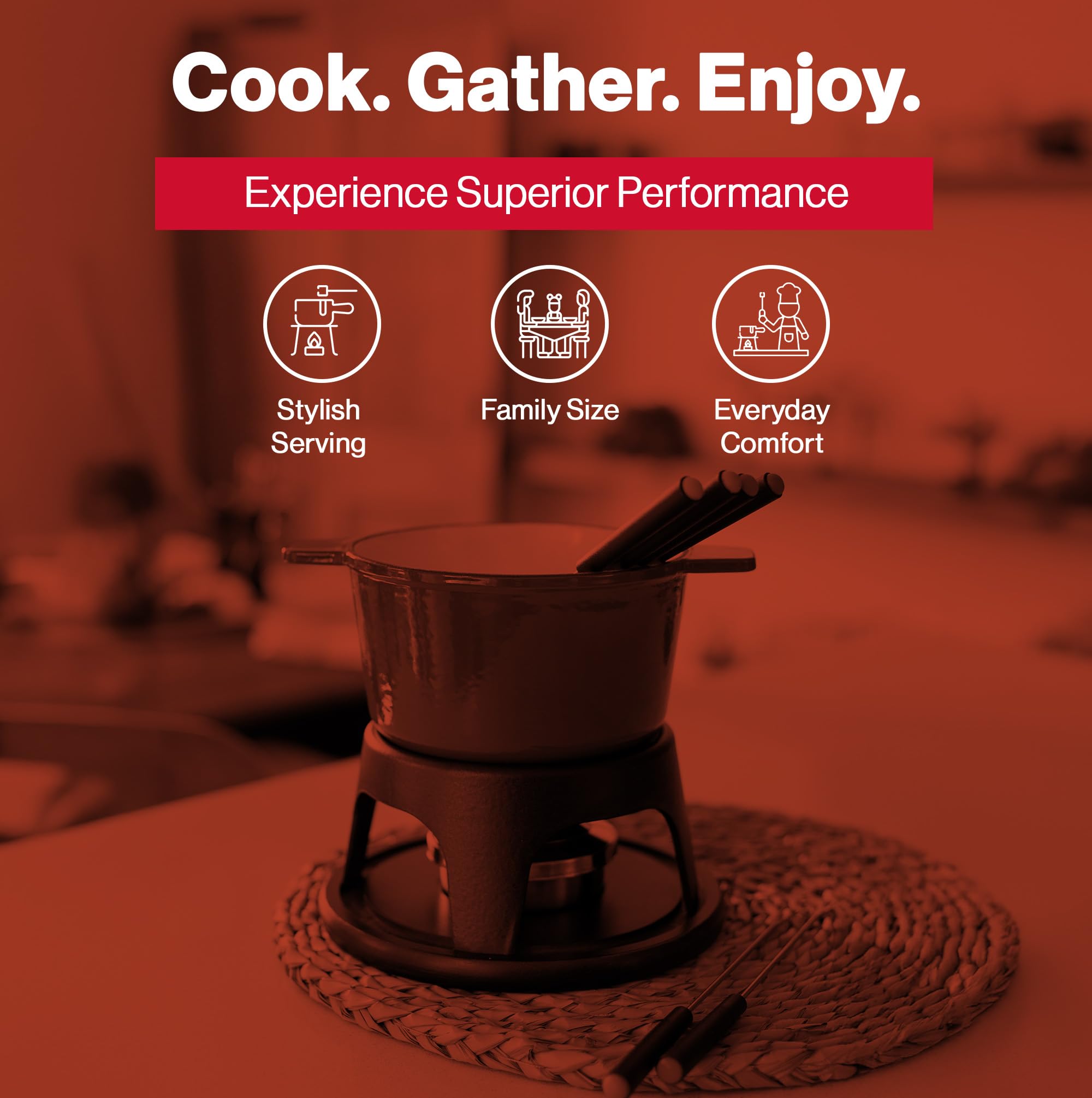 Swissmar Sierra Appareil a Fondue Pour 4 Personnes, 1.6L Fondue au Fromage, Fonte d'aluminium, Coffret Cadeau