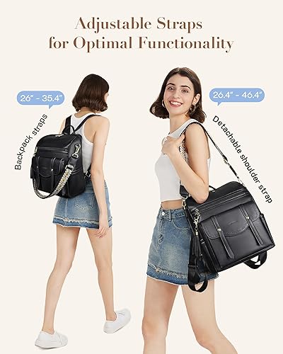 Miniatura 5 de Missnine Mochila universitaria para laptop para mujer, negro, 12 x 5.5 x 13.8 pulgadas (largo x ancho x alto), 35 L, convertible, resistente al