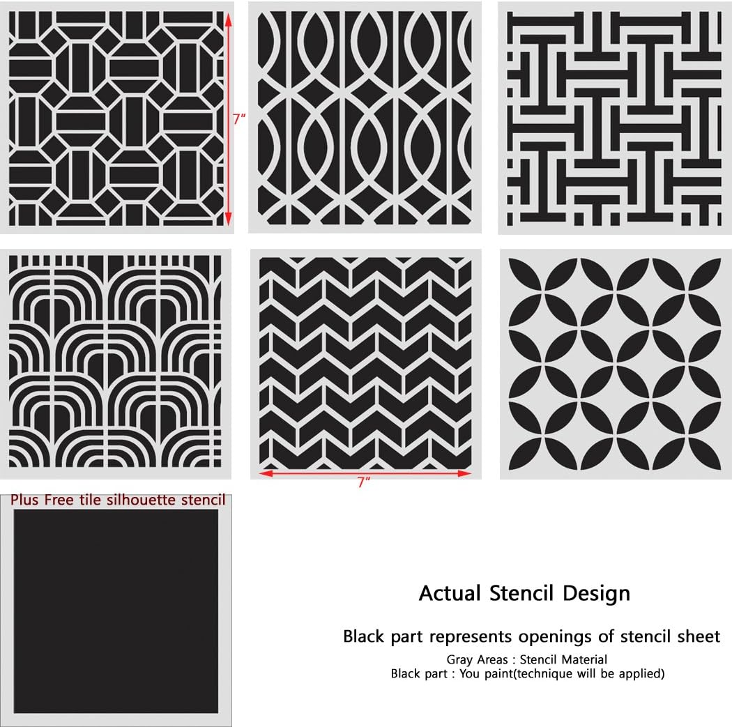 Geometric Tile Stencil Set for Wall Decor Kitchen backsplash Decorating