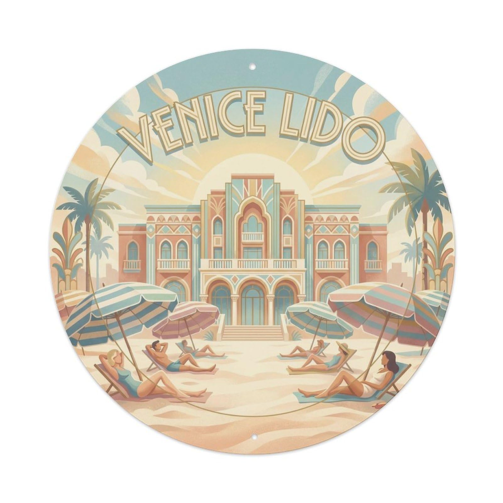 Lido Venice Italy Waterfront Travel Retro Metal Tin Sign