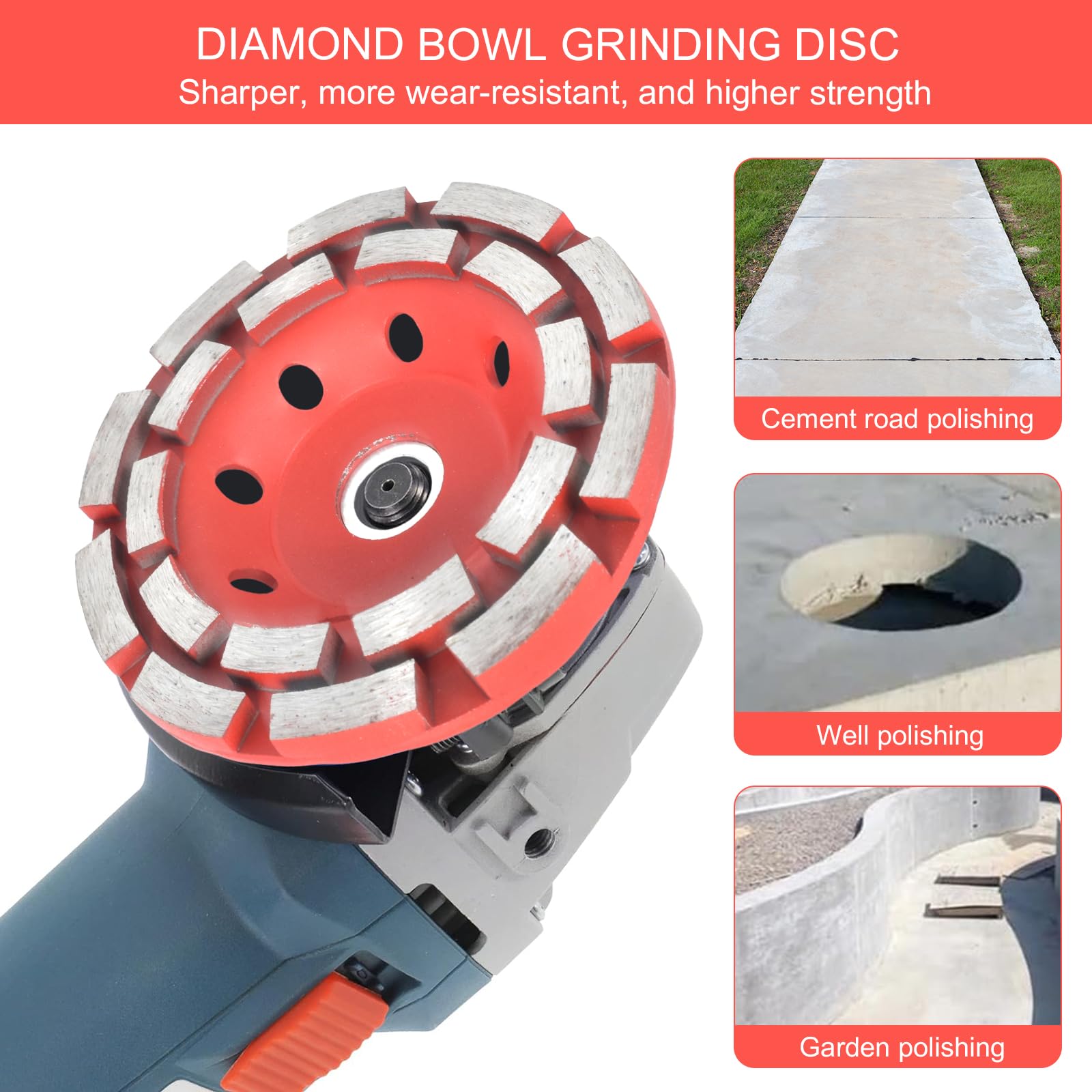 Zimoer Disque Diamant Abrasif 125x 22,23 mm Meule Boisseau Diamantée Double Rangée Disque Meuleuse Universel pour Poncer Béton Pierre Naturelle Marbre Plâtre Granit Chape Maçonnerie