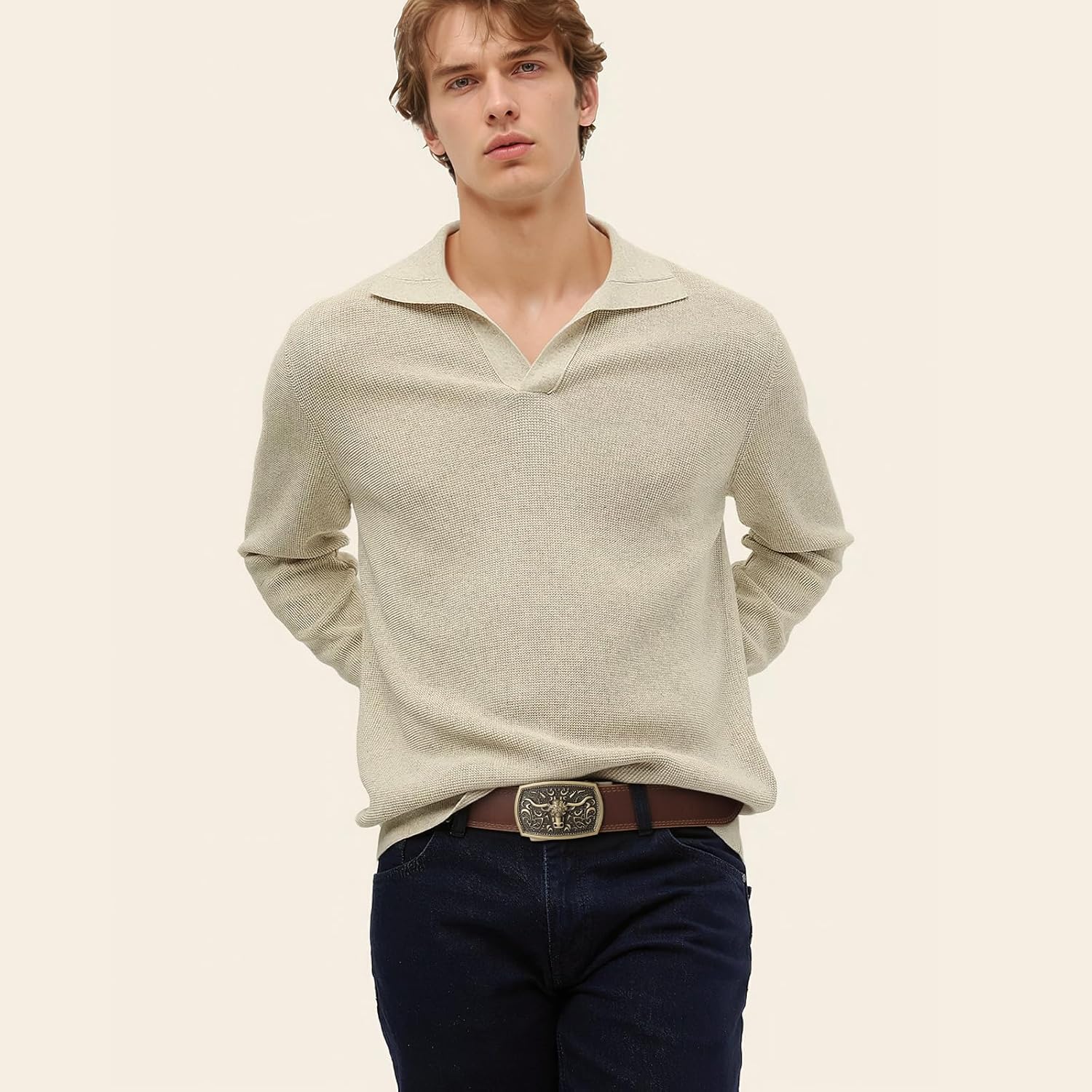 Mens Leather Belt, Ratchet Belts for Men Full Grain Leather Handmade, 100% Italian ... - Image 8